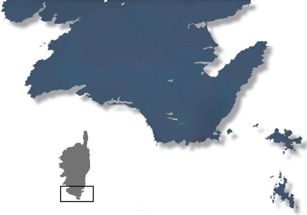 Carte nautique détaillée des côtes de Corse du Sud avec Bonifacio et les îles Lavezzi